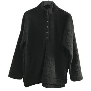 New! Aerie Cloud Sherpa Oversized Cozy Plush Pullover Snap Sweater Teddy Jacket